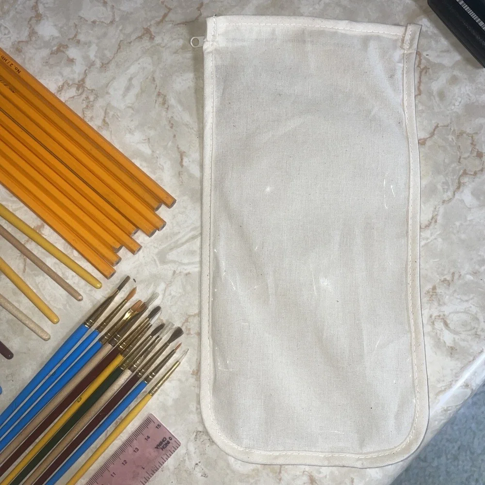 Artist Supplies Paint Brushes No.‎ 2 Pencils Ruler Zippered Pouch
